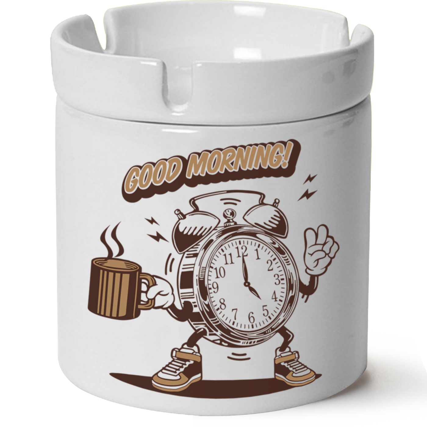 Good Morning Baskılı Porselen At Söndür Küllük