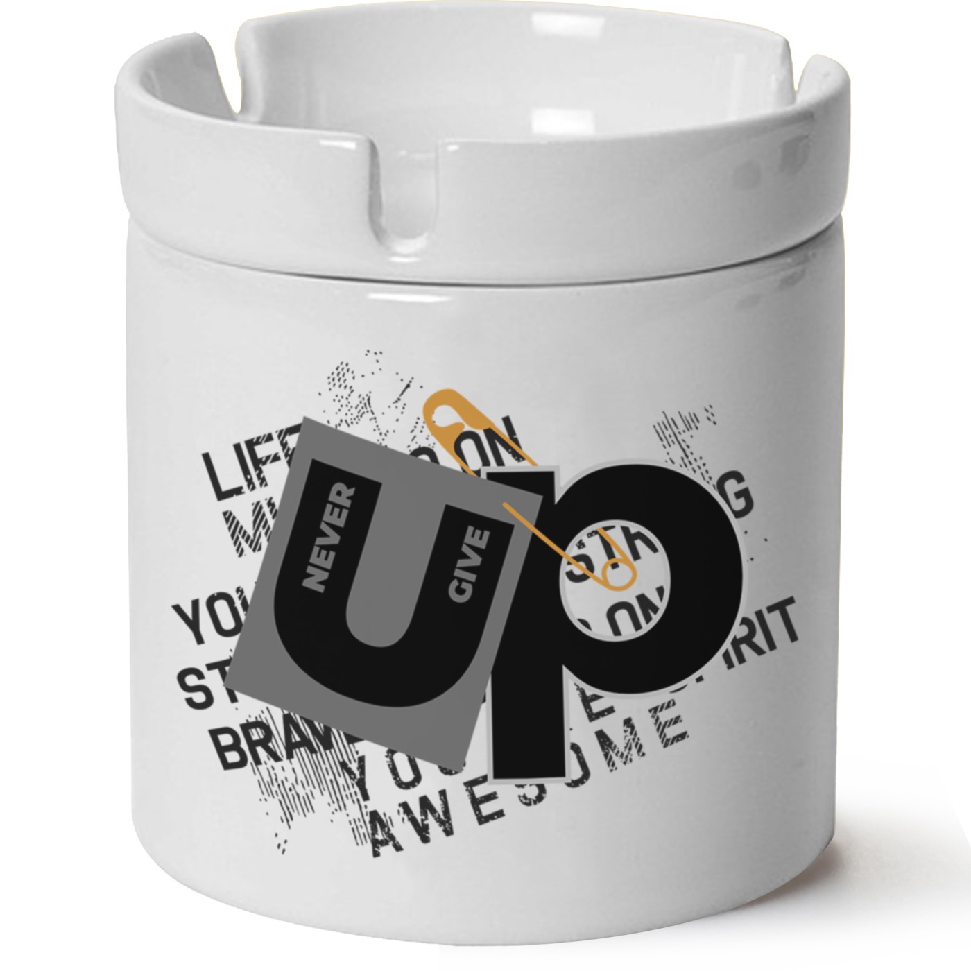 Never Give Up Baskılı Porselen At Söndür Küllük