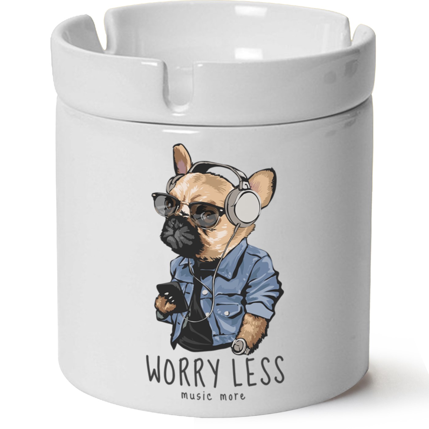 Köpek Baskılı Porselen At Söndür Küllük