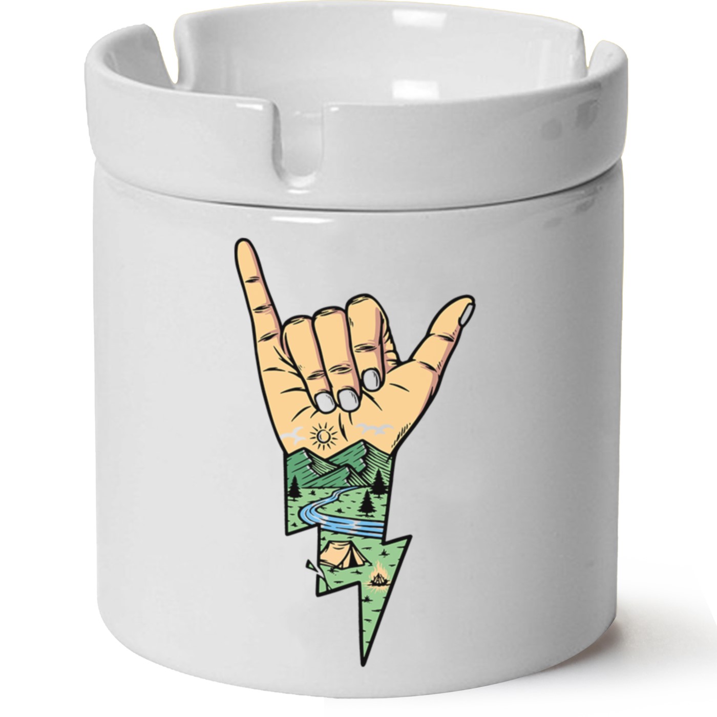 Macera-Doğa Baskılı Porselen At Söndür Küllük