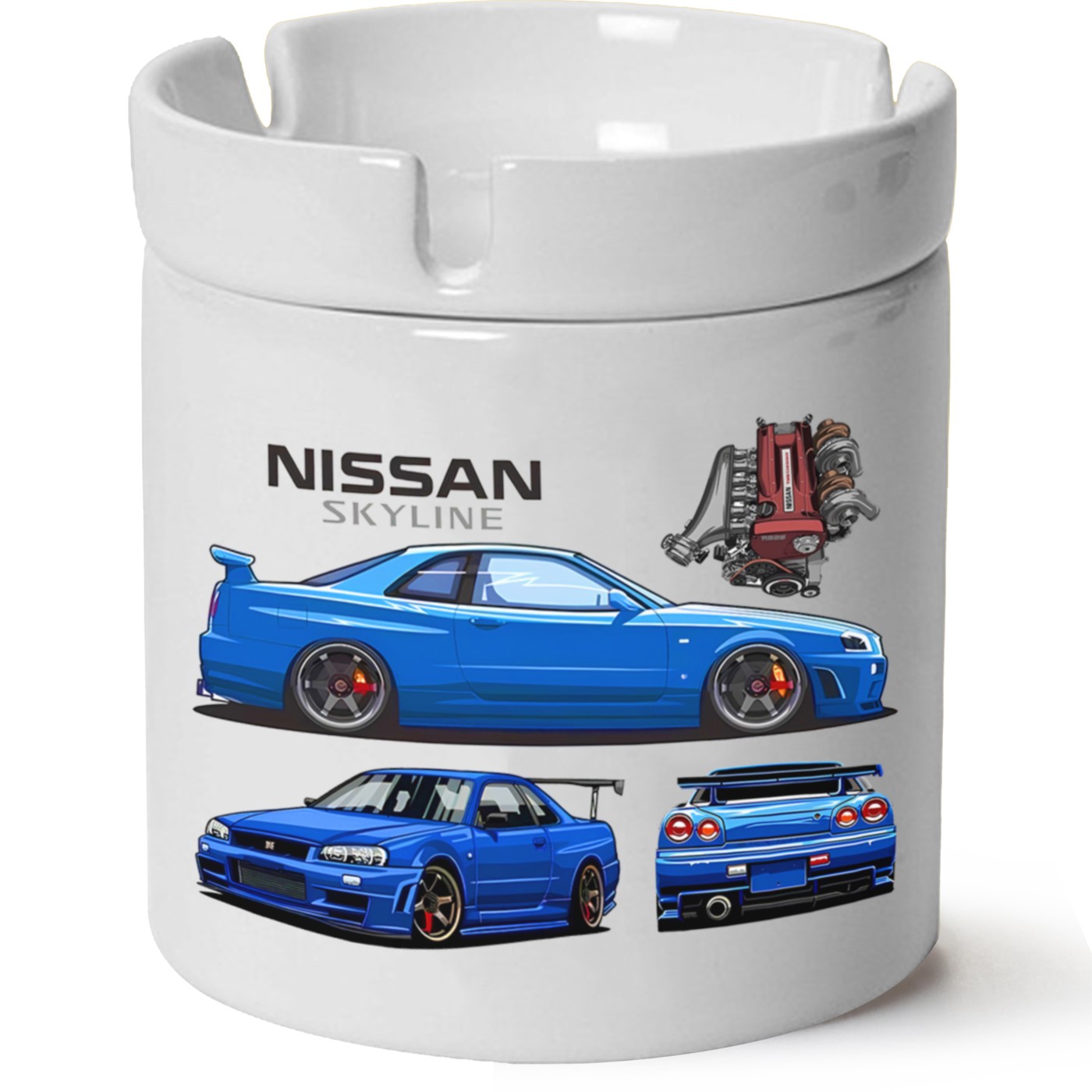 Nissan R34 Baskılı Porselen At Söndür Küllük