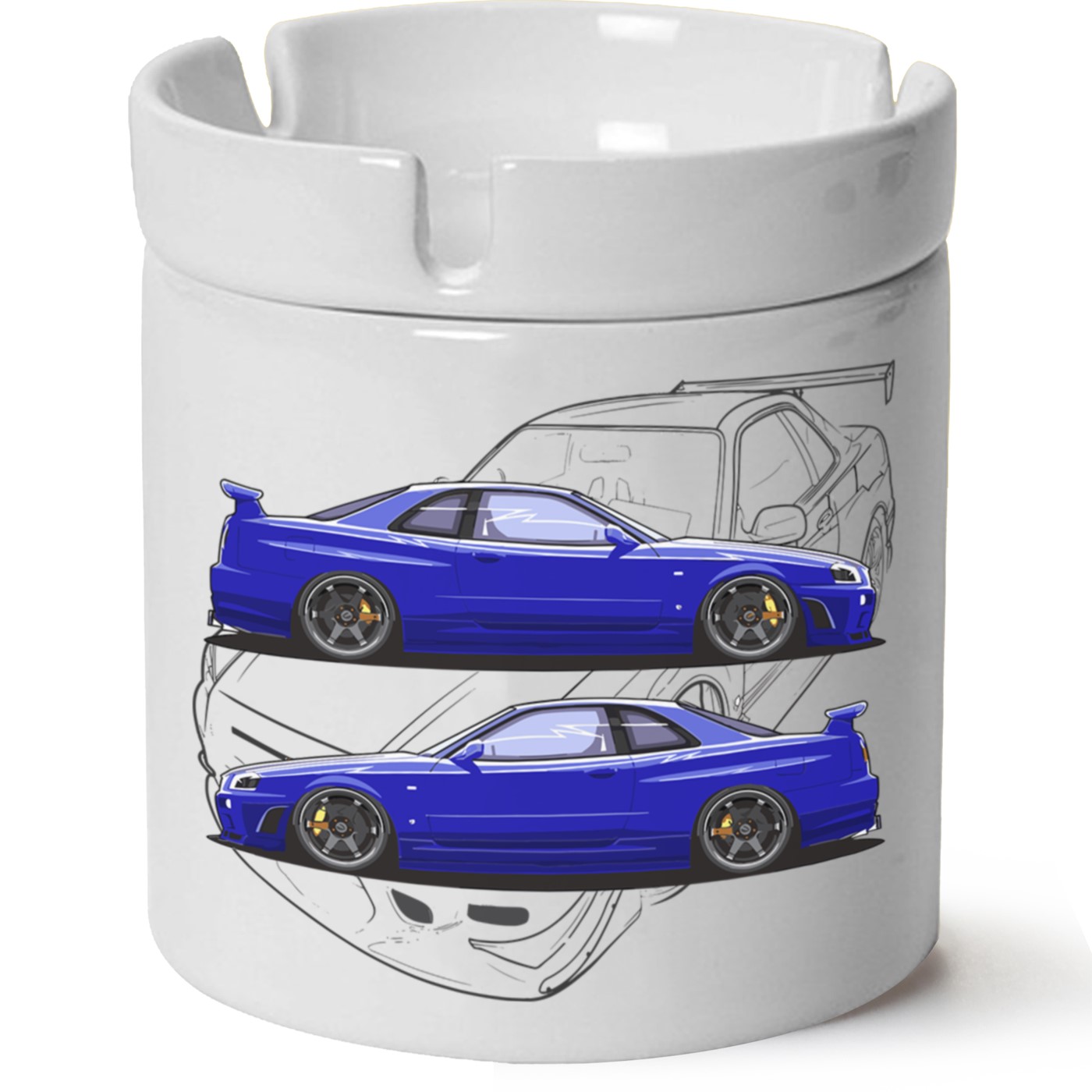 Nissan R34 Baskılı Porselen At Söndür Küllük