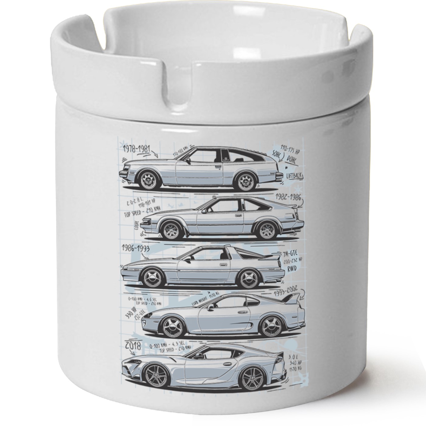 Toyota Supra Baskılı Porselen At Söndür Küllük