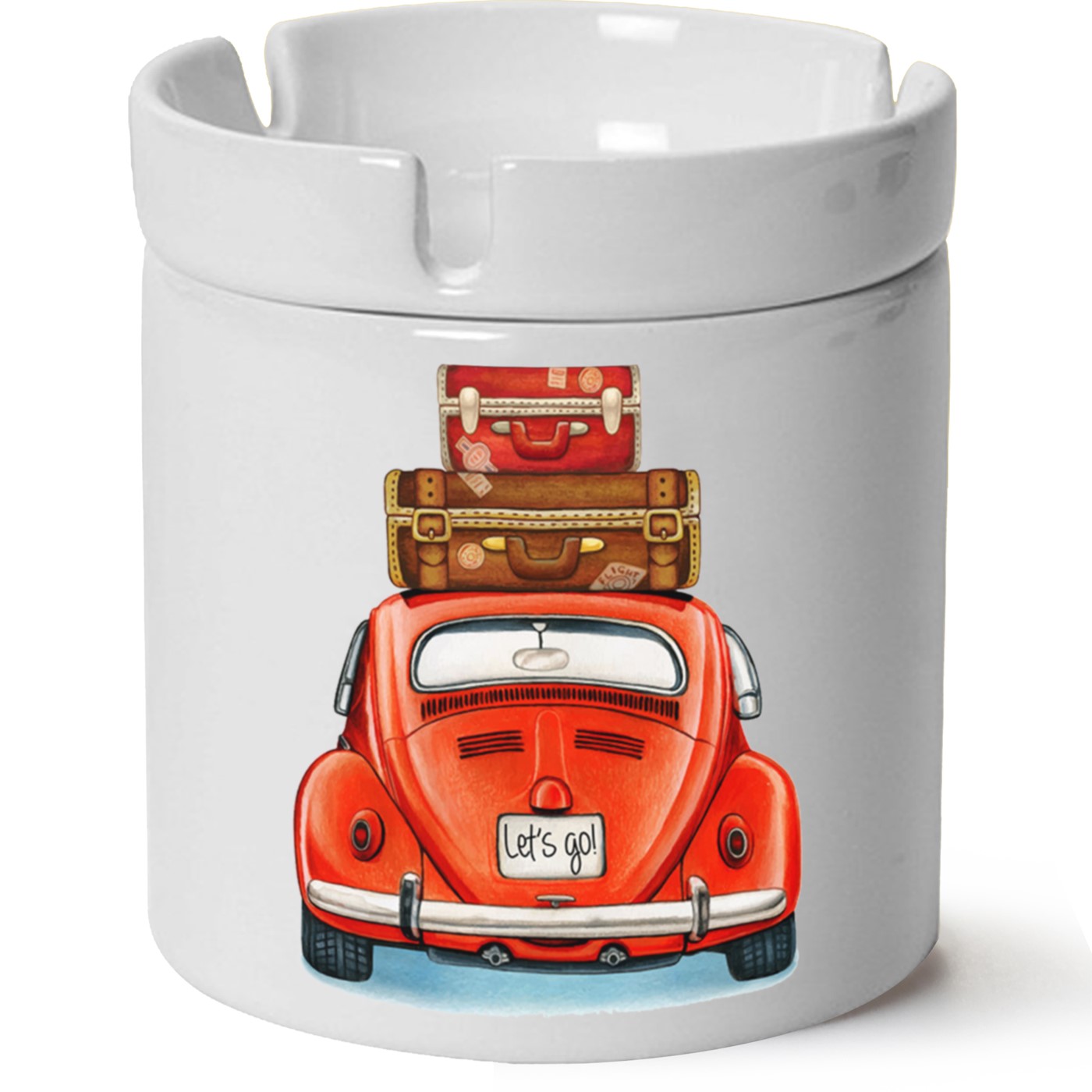 Vw Beetle Baskılı Porselen At Söndür Küllük