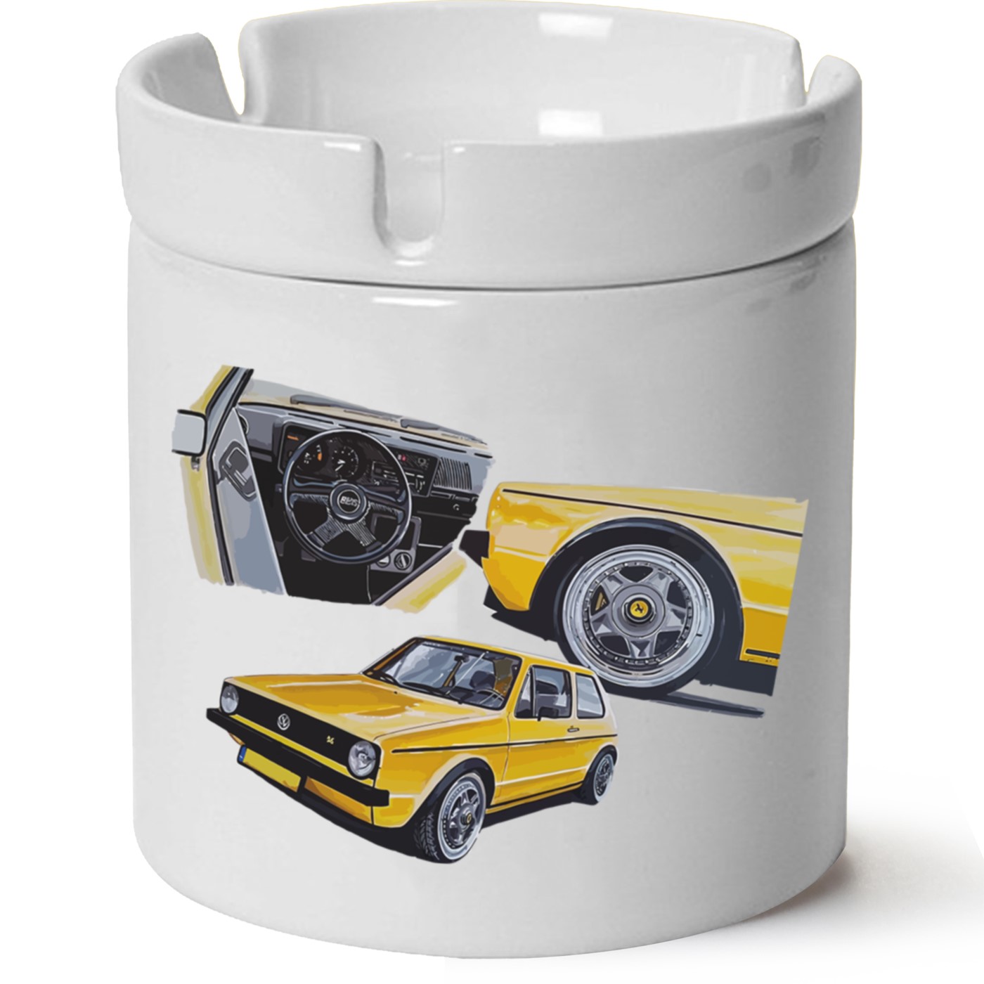 Vw Golf 1 Baskılı Porselen At Söndür Küllük