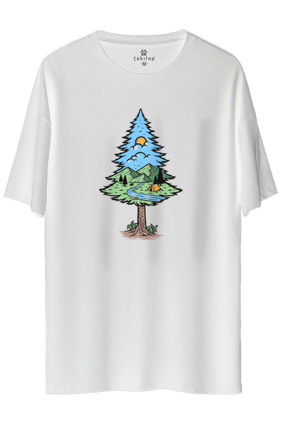 Macera-Doğa Baskılı Oversize Tişört