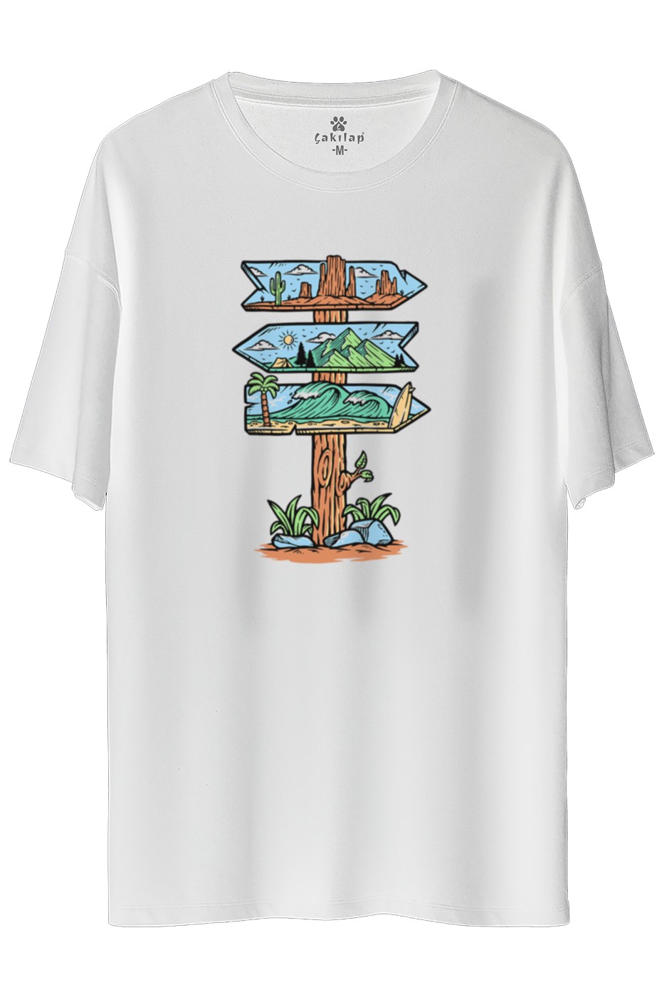 Macera-Doğa Baskılı Oversize Tişört