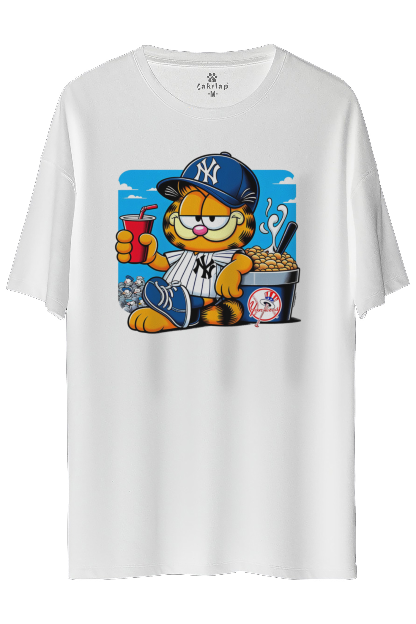 Garfield Baskılı Oversize Tişört