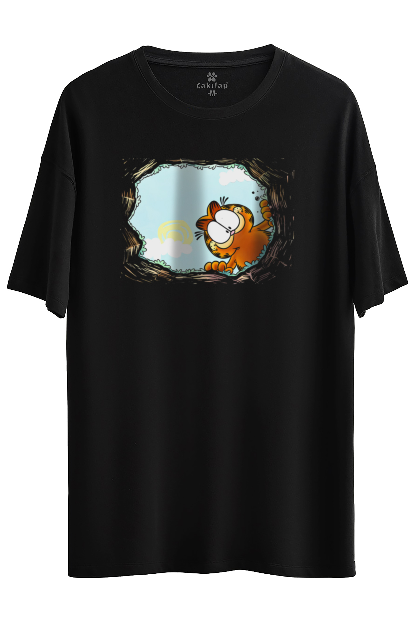 Garfield Baskılı Oversize Tişört