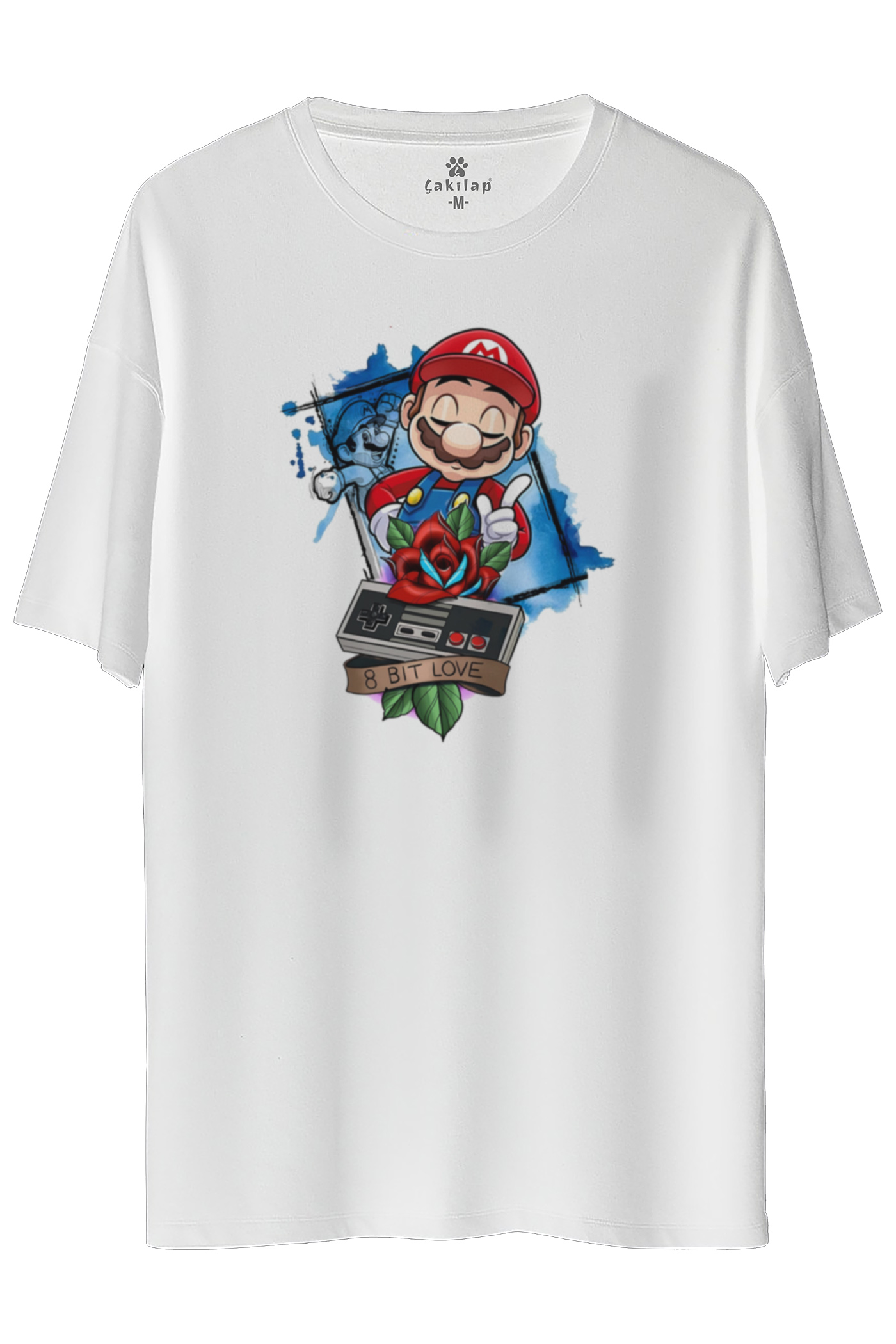 Mario Baskılı Oversize Tişört