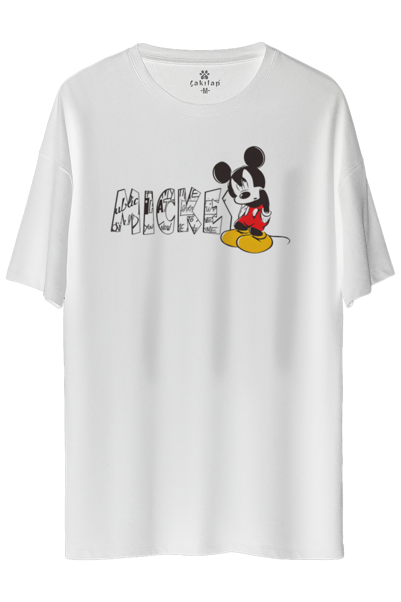 Mickey Mouse Baskılı Oversize Tişört