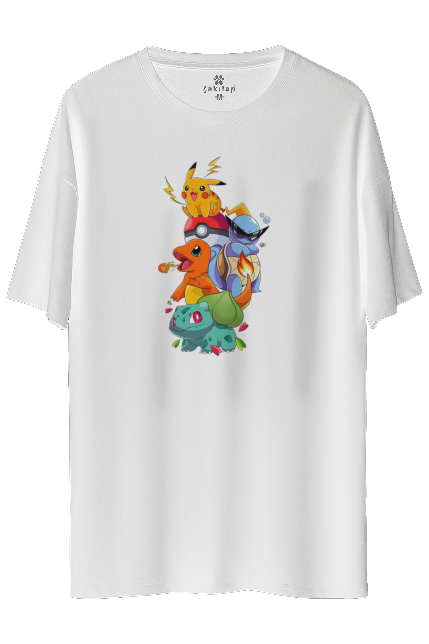 Pokemon Baskılı Oversize Tişört