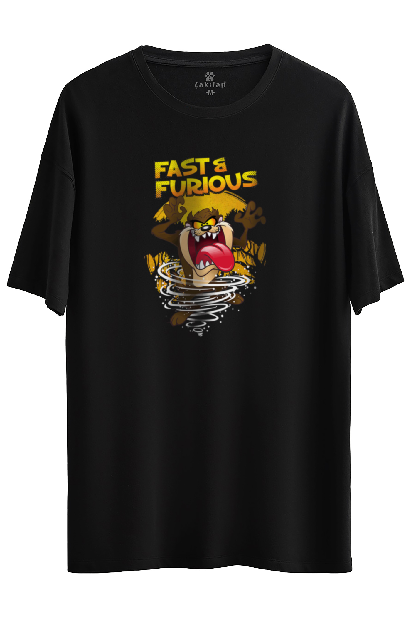 Tazmanya Canavarı Baskılı Oversize Tişört