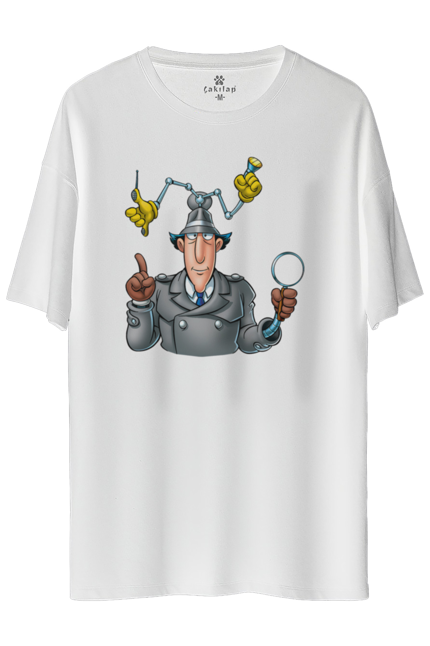 Dedektif Gatget Baskılı Oversize Tişört
