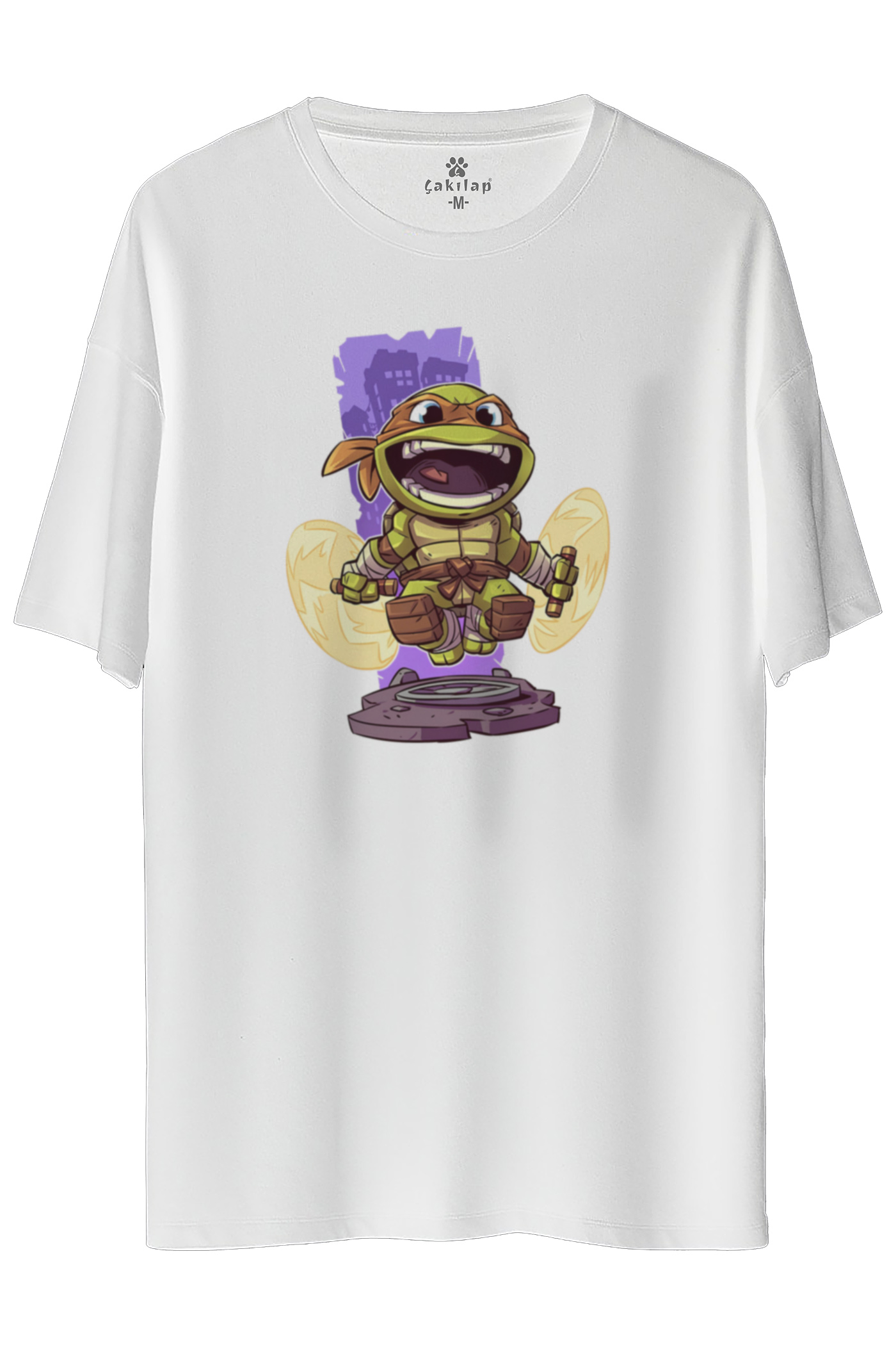 Ninja Kaplumbagalar michelangelo Baskılı Oversize Tişört