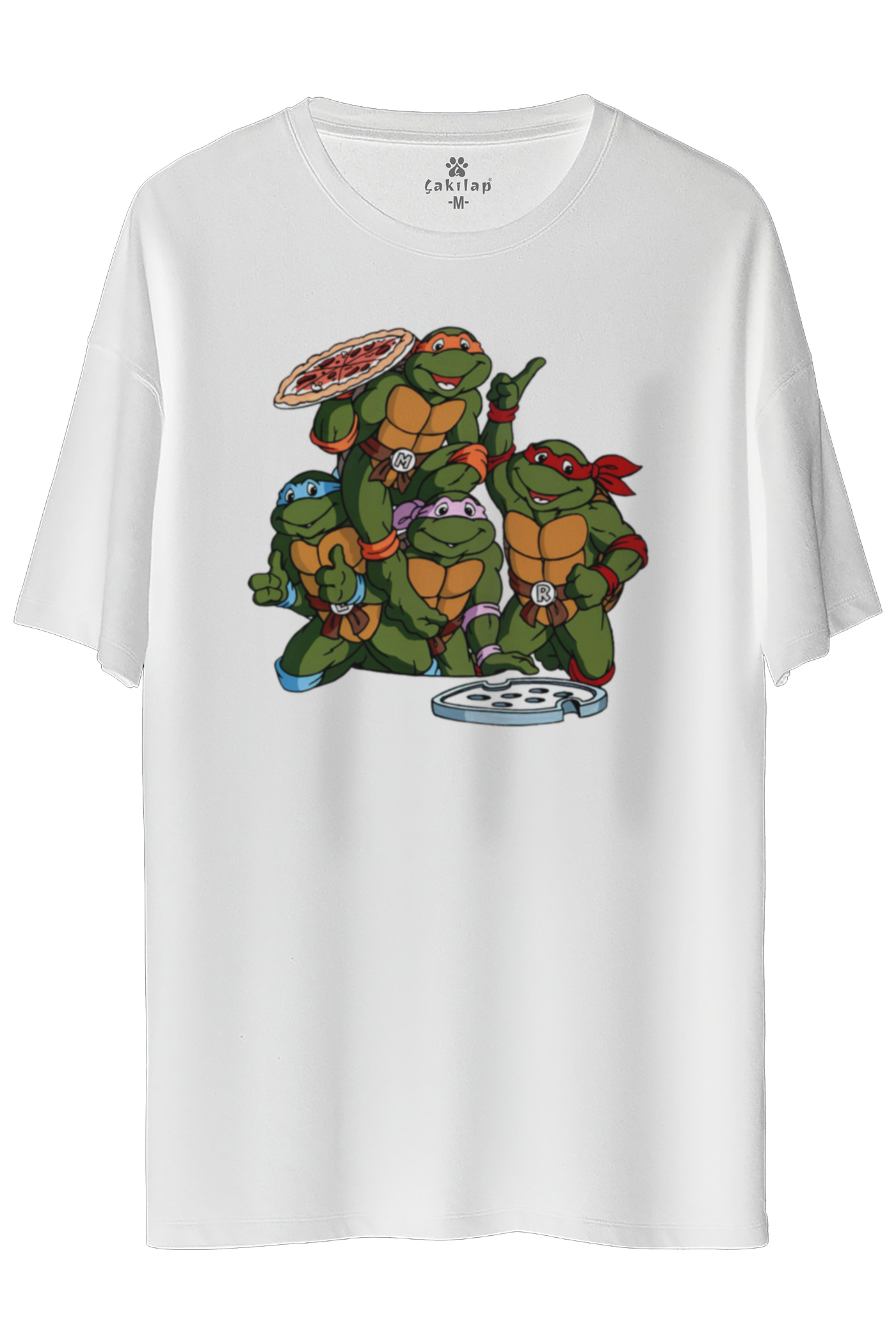 Ninja Kaplumbagalar Baskılı Oversize Tişört