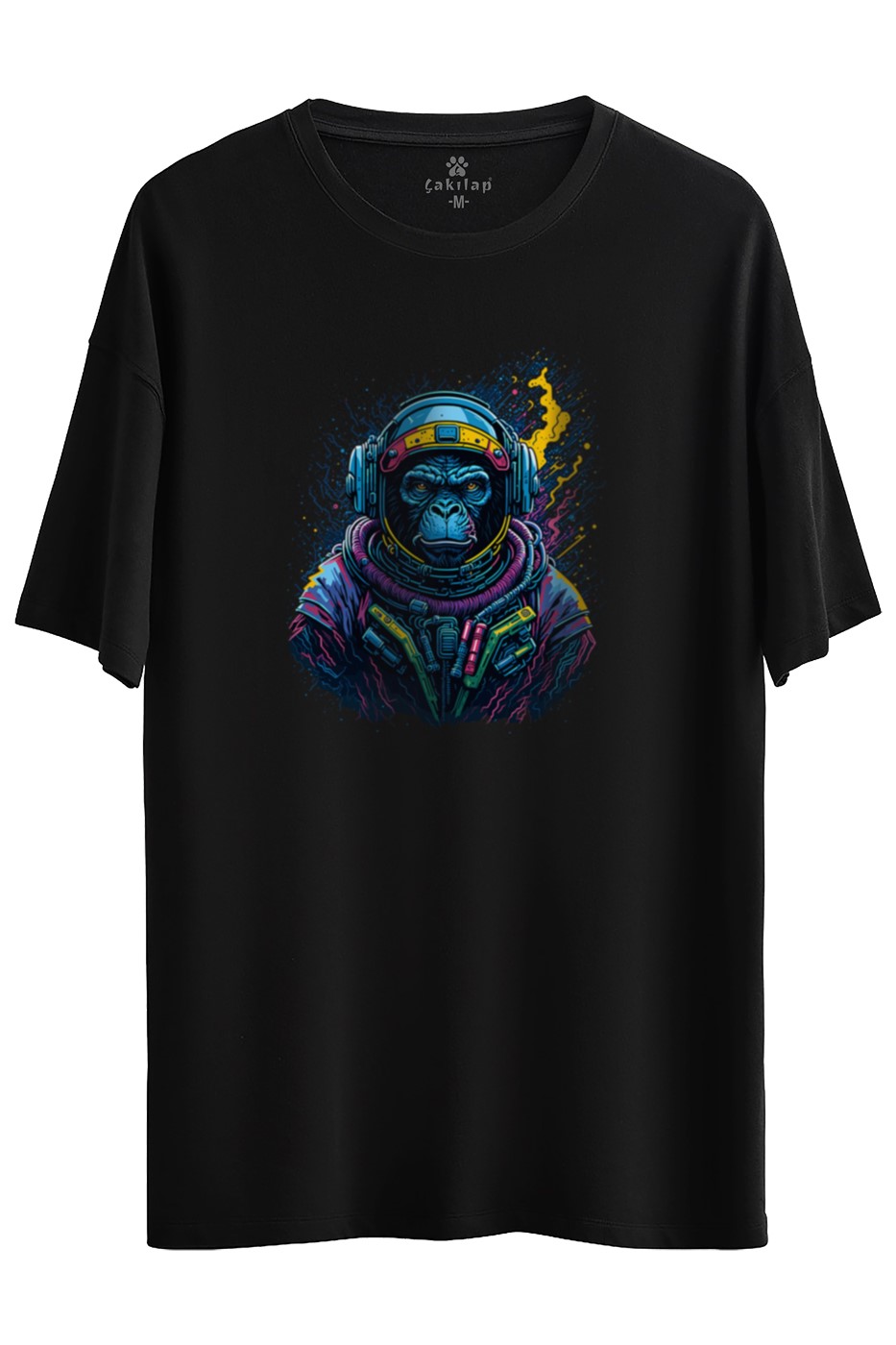 Monkey Baskılı Oversize Tişört