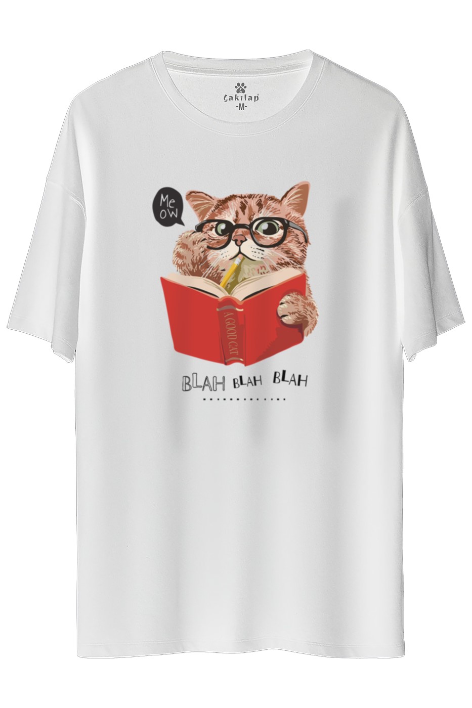 Kedi Baskılı Oversize Tişört