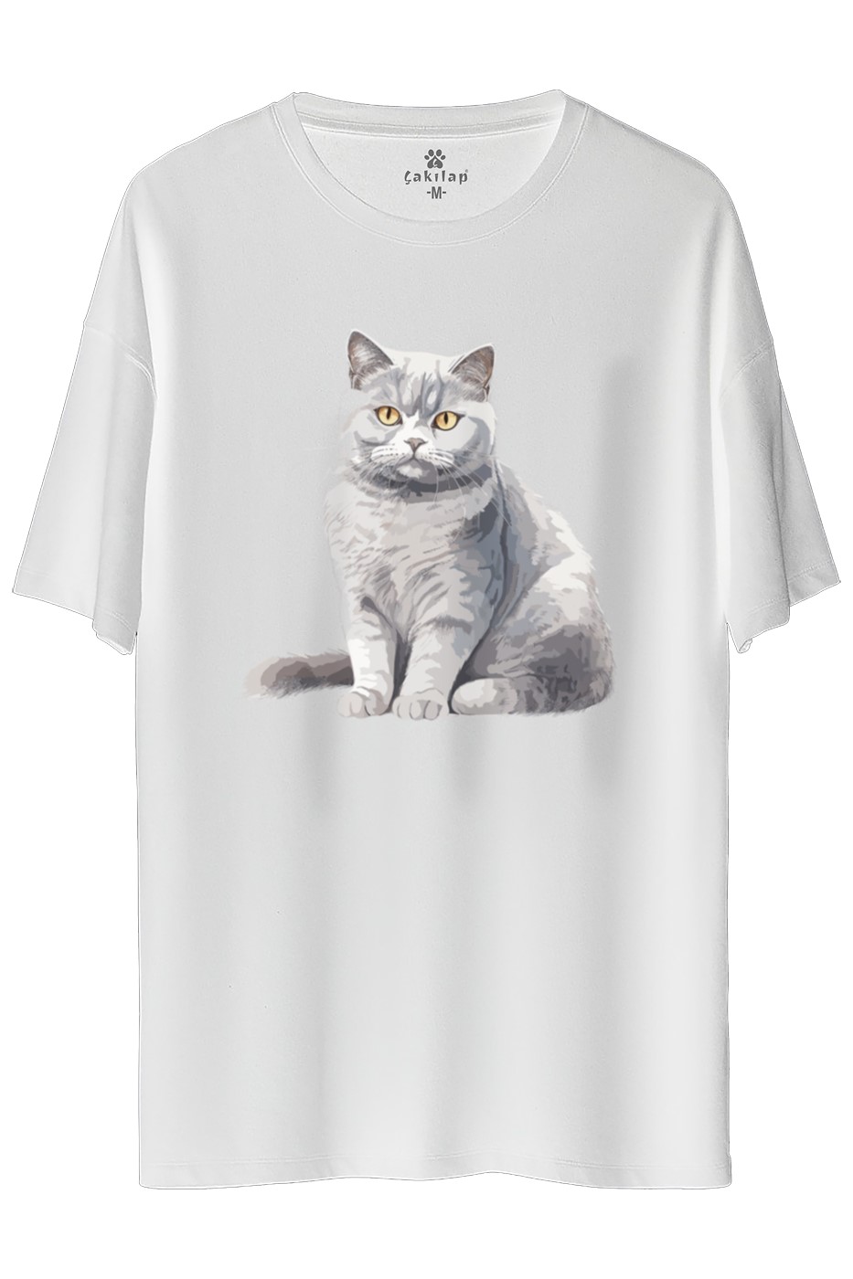 Kedi Baskılı Oversize Tişört