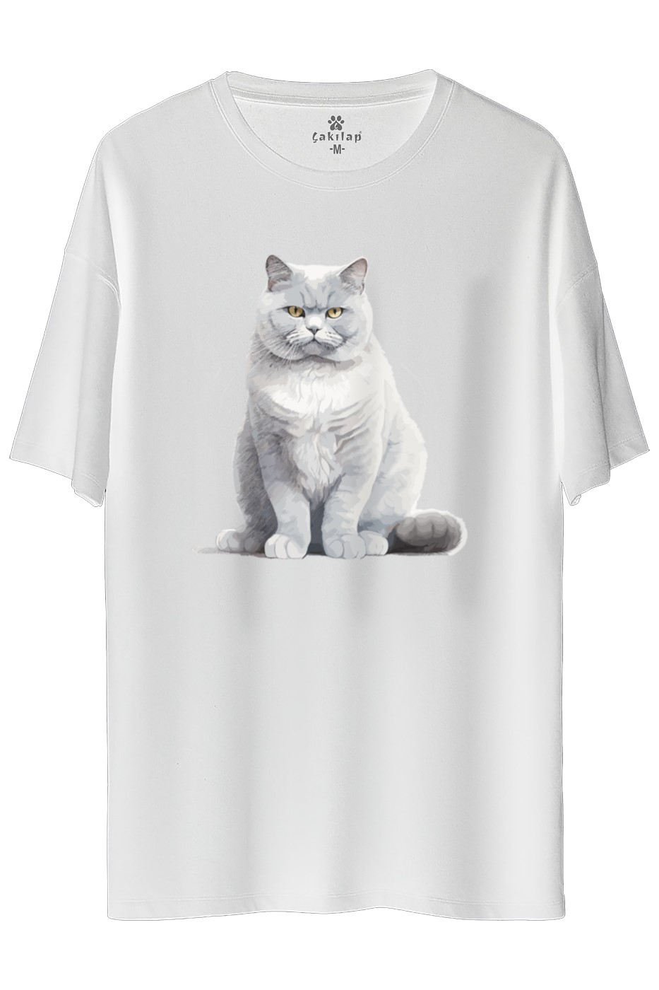 Kedi Baskılı Oversize Tişört