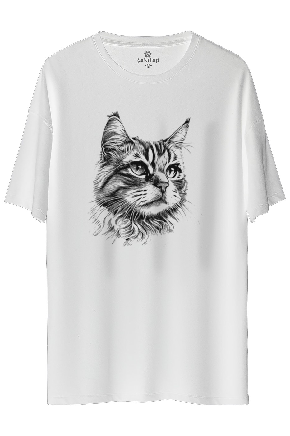 Kedi Baskılı Oversize Tişört