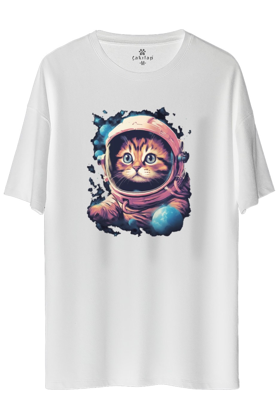 Kedi Baskılı Oversize Tişört