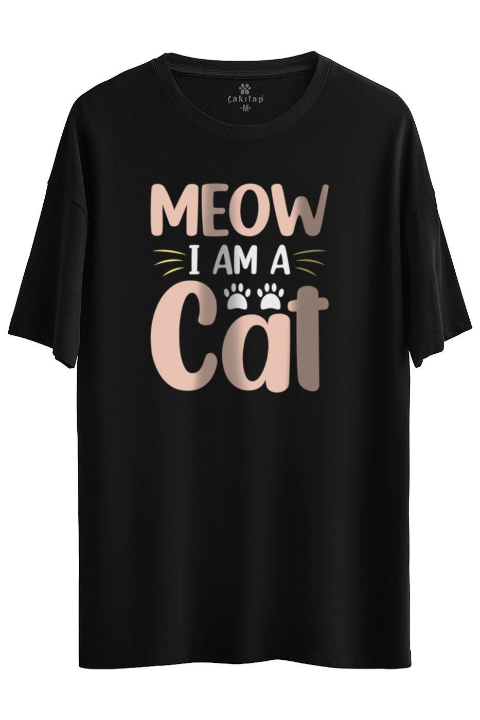 Kedi Baskılı Oversize Tişört