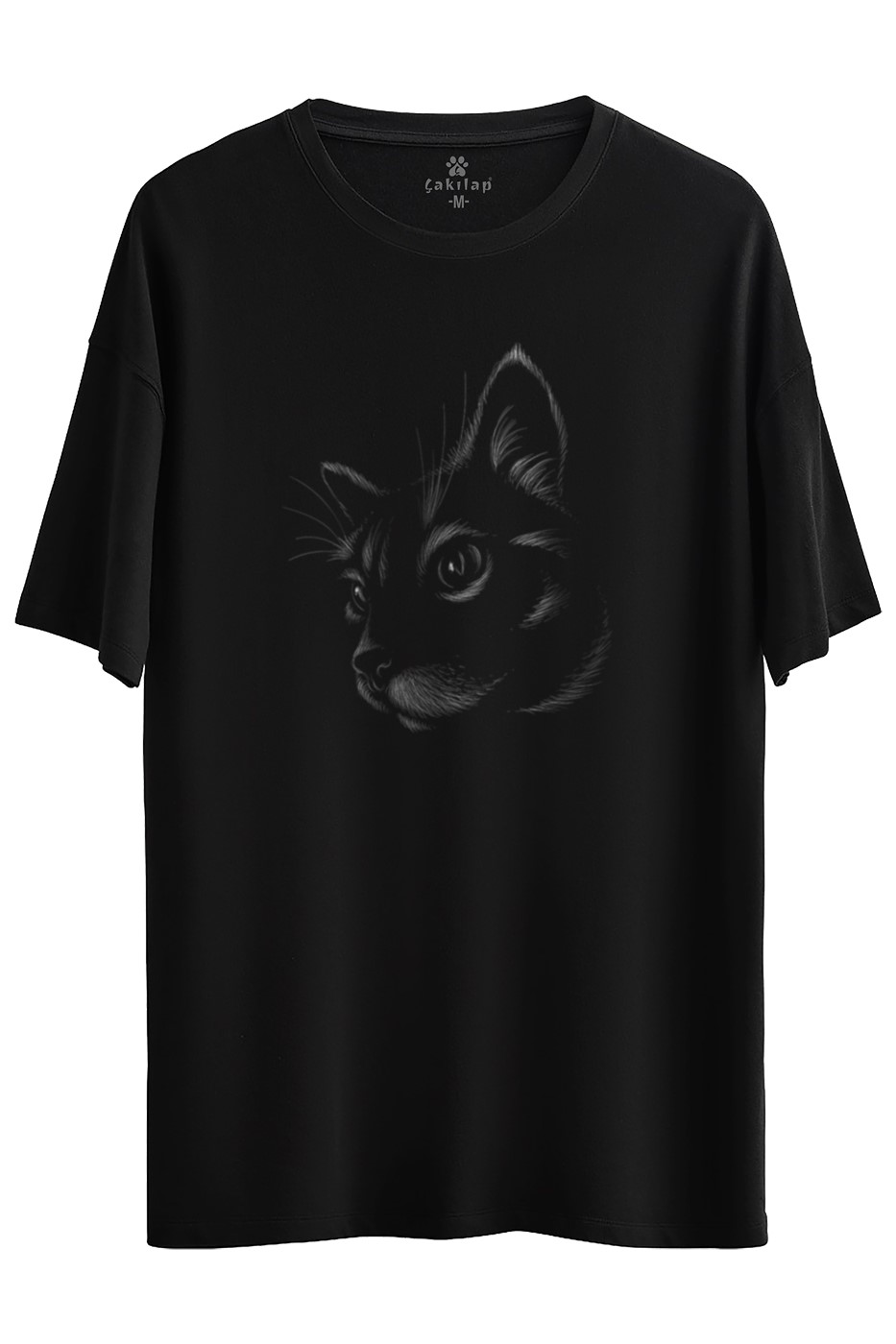 Kedi Baskılı Oversize Tişört