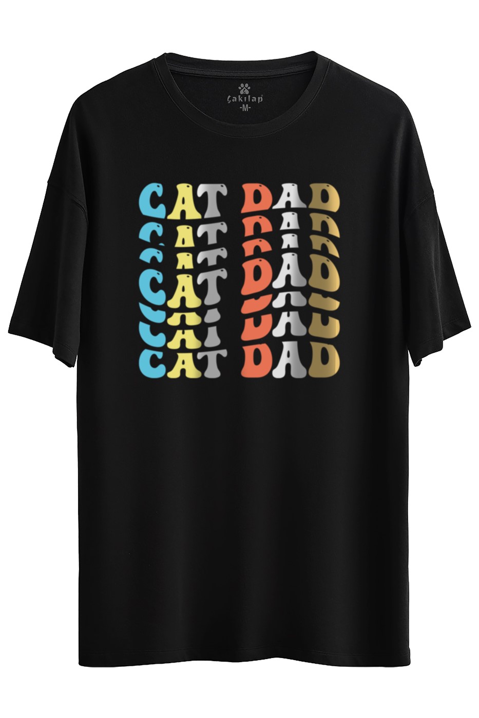 Kedi Baskılı Oversize Tişört