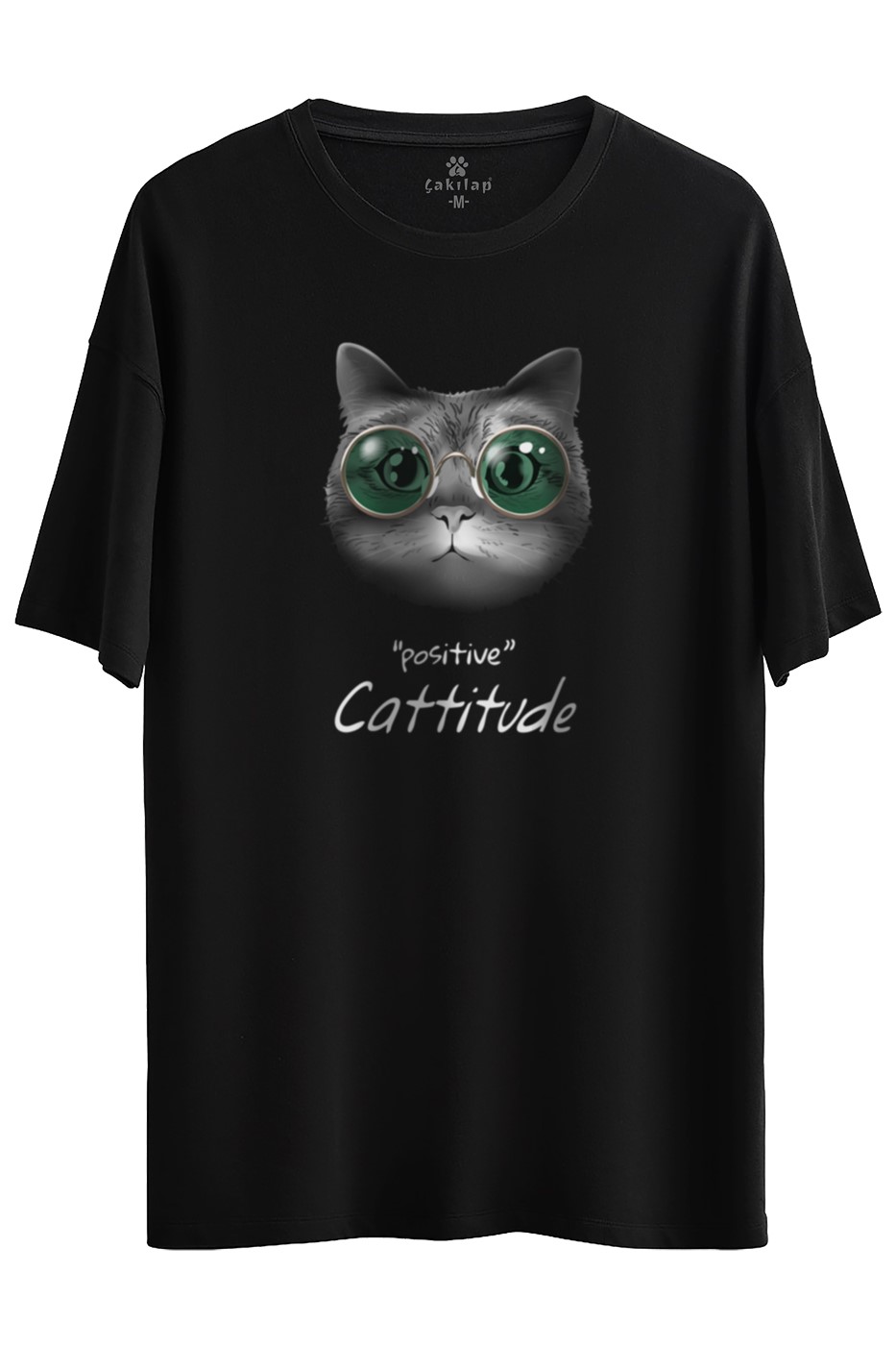 Kedi Baskılı Oversize Tişört