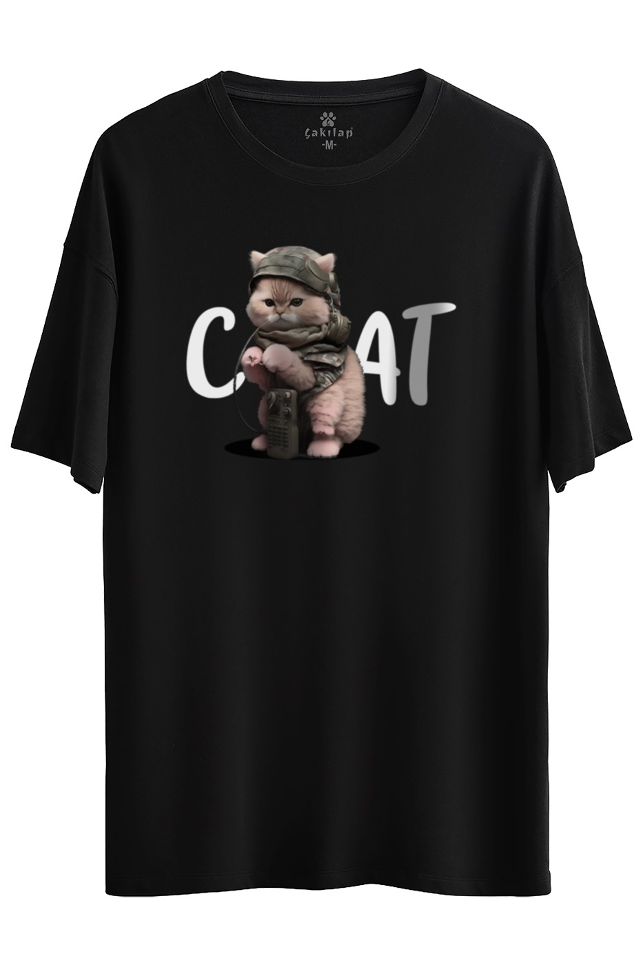 Kedi Baskılı Oversize Tişört