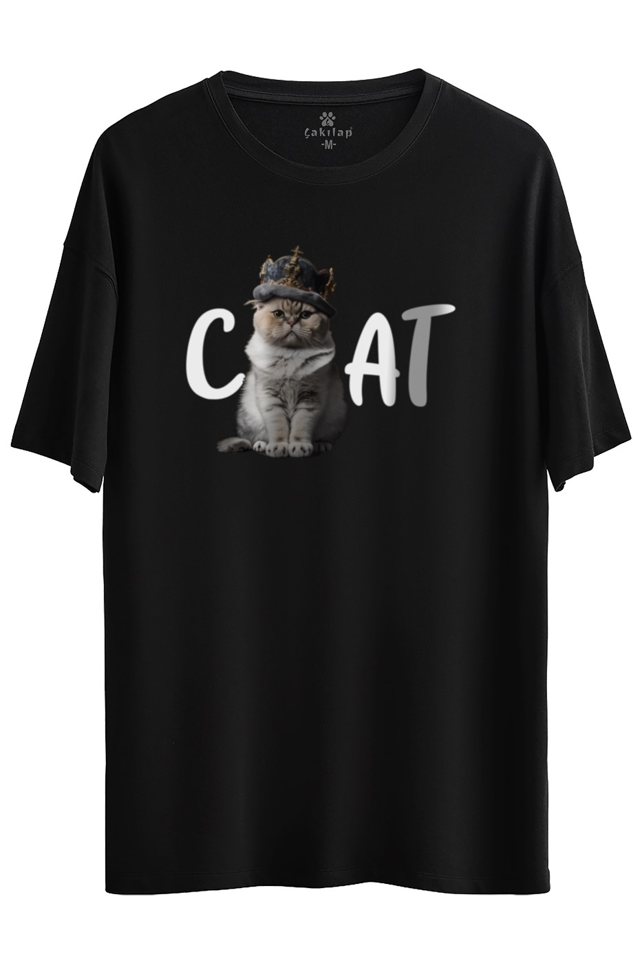 Kedi Baskılı Oversize Tişört