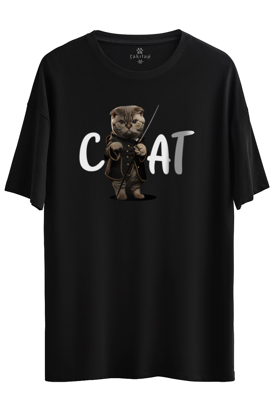 Kedi Baskılı Oversize Tişört