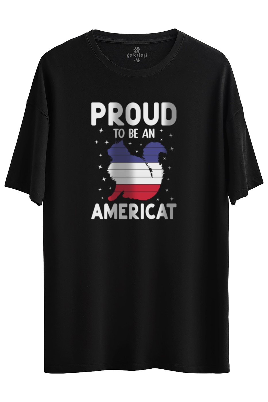 Kedi Baskılı Oversize Tişört