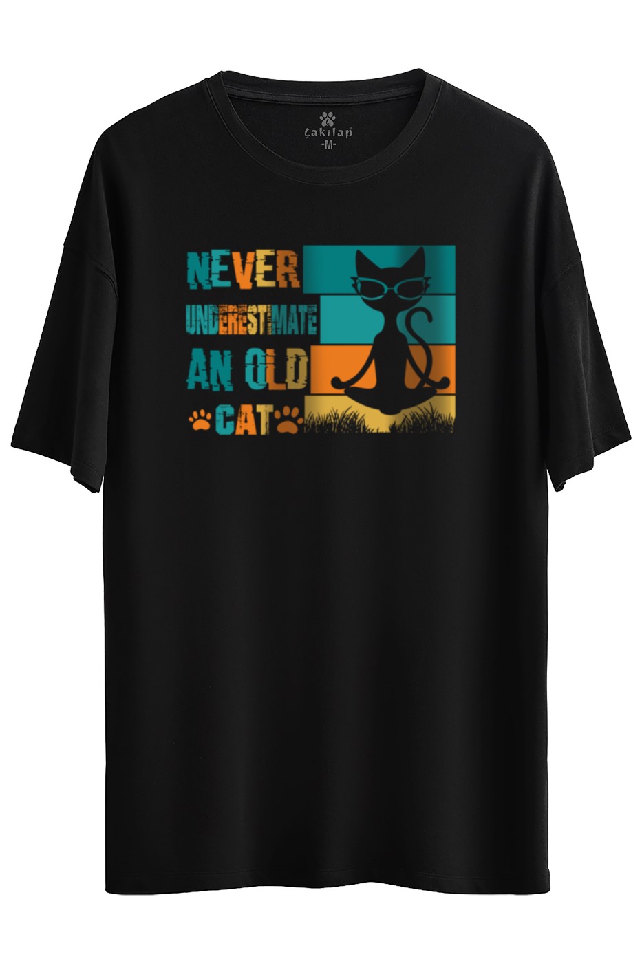 Kedi Baskılı Oversize Tişört