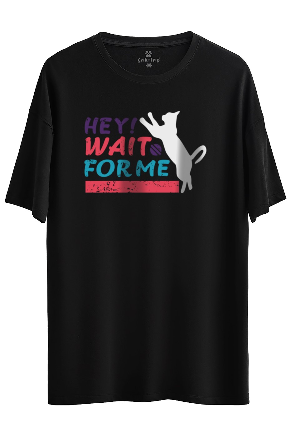 Kedi Baskılı Oversize Tişört