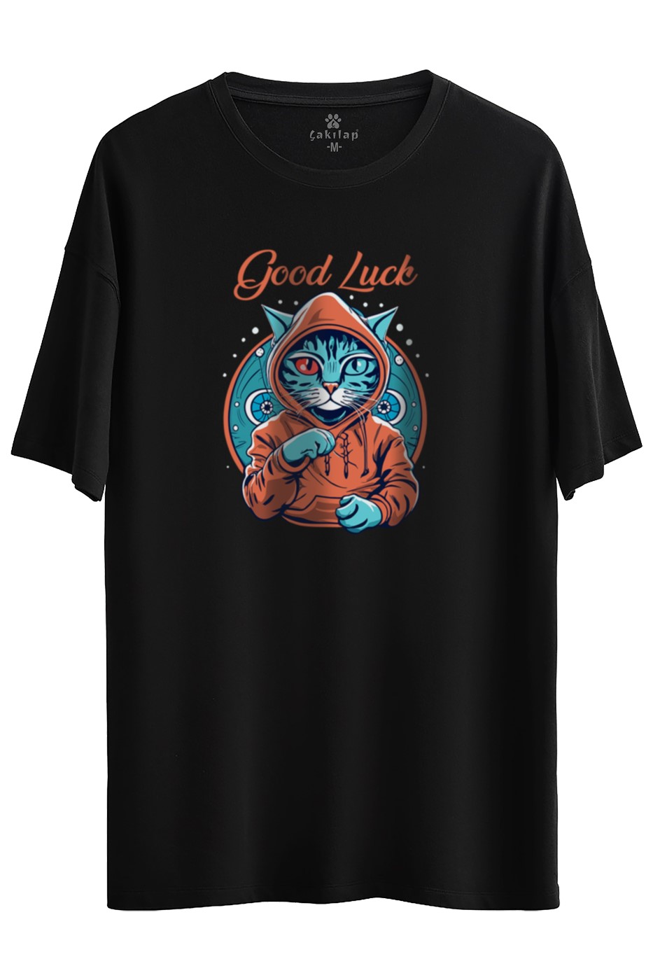 Kedi Baskılı Oversize Tişört