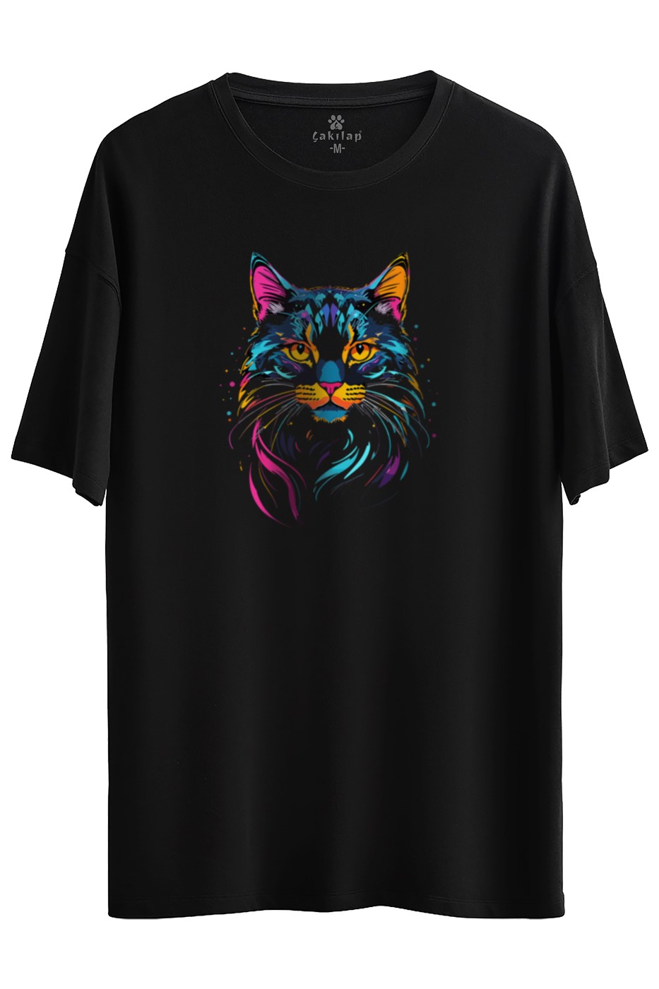 Kedi Baskılı Oversize Tişört