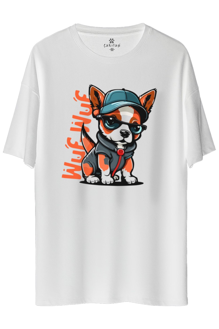 Köpek Baskılı Oversize Tişört