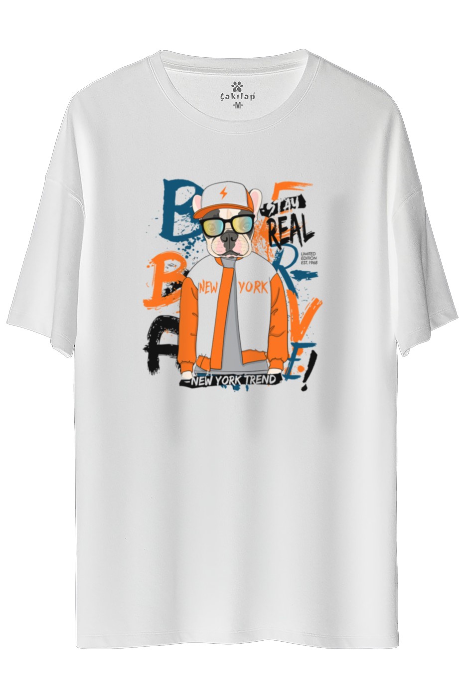 Köpek Baskılı Oversize Tişört