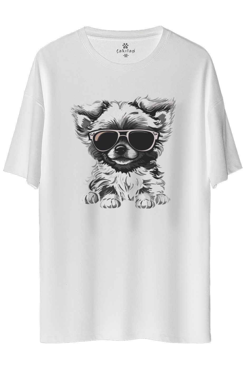 Köpek Baskılı Oversize Tişört