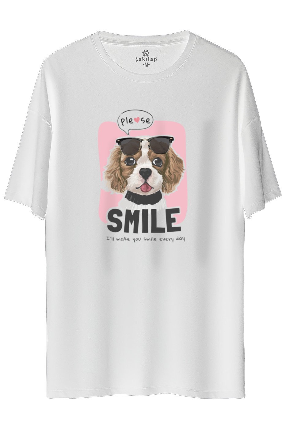 Köpek Baskılı Oversize Tişört