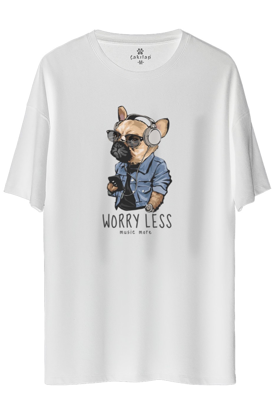 Köpek Baskılı Oversize Tişört