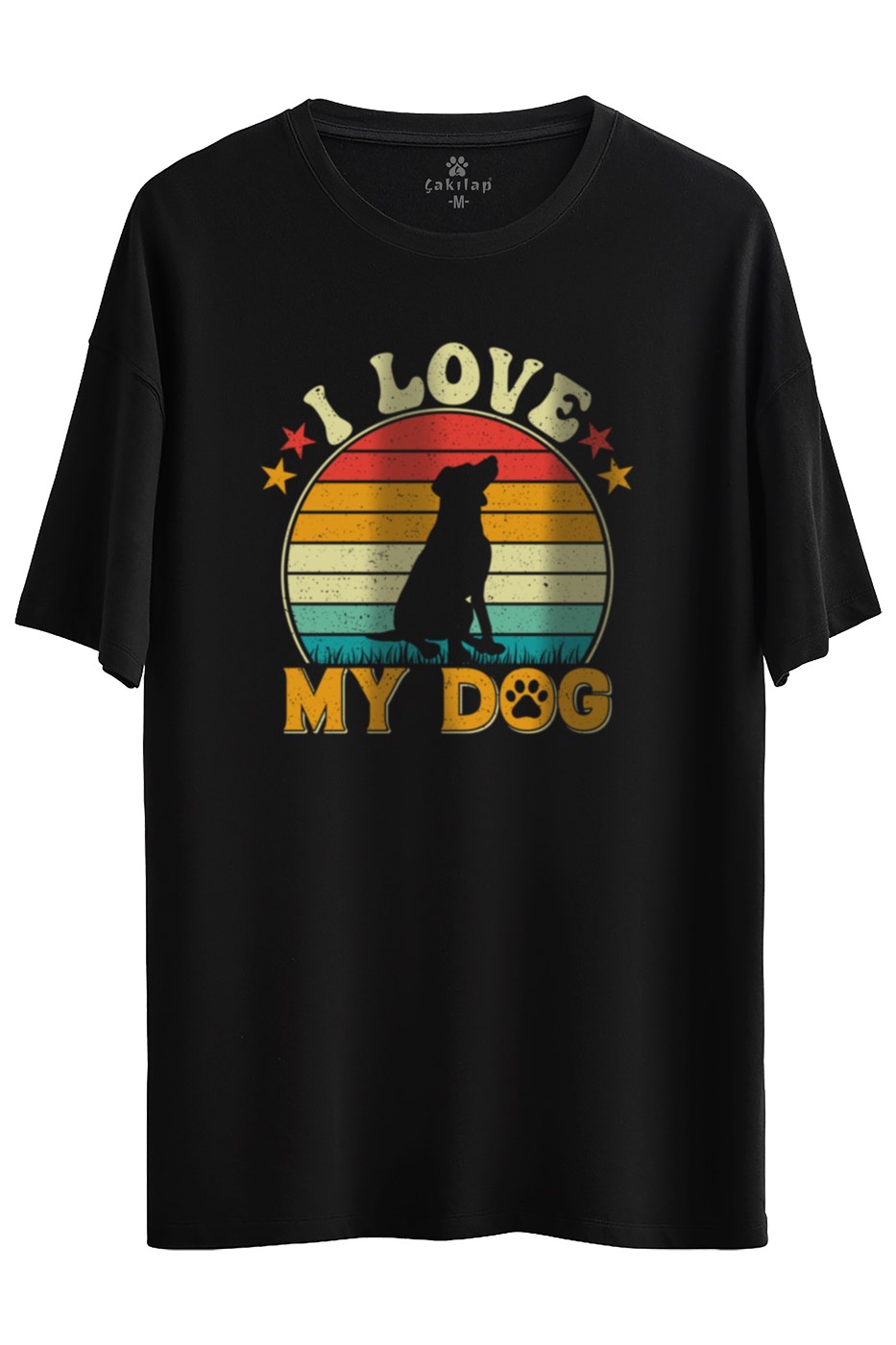 Köpek Baskılı Oversize Tişört