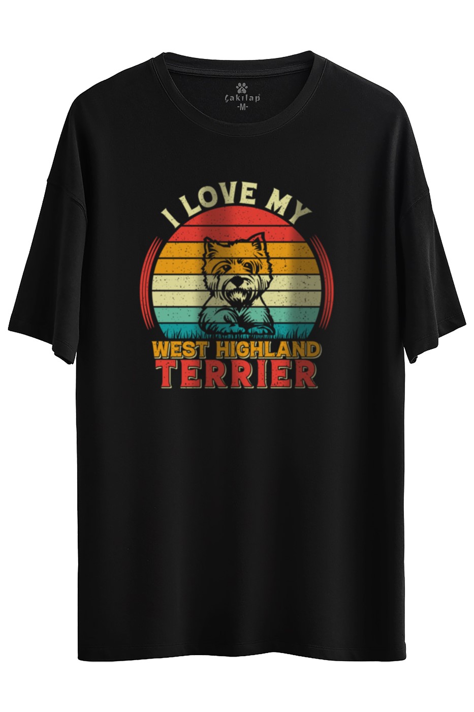 Köpek Baskılı Oversize Tişört