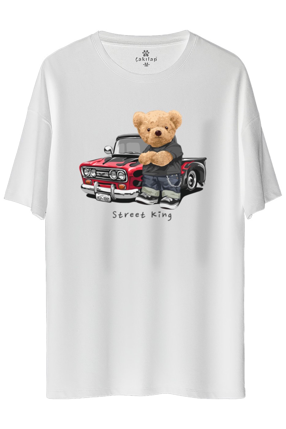 Ayıcık Baskılı Oversize Tişört