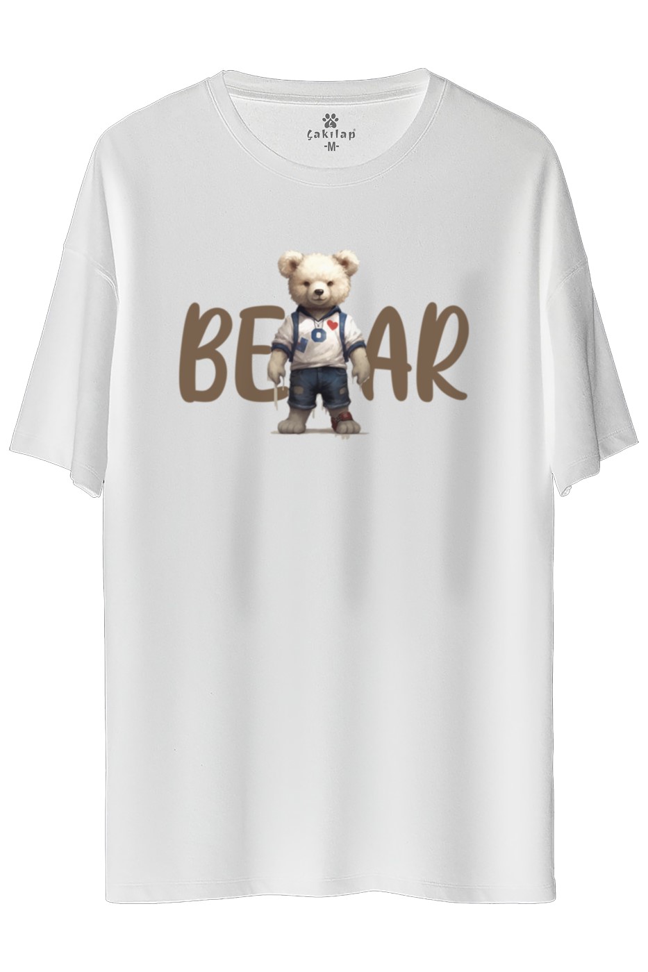 Ayıcık Baskılı Oversize Tişört