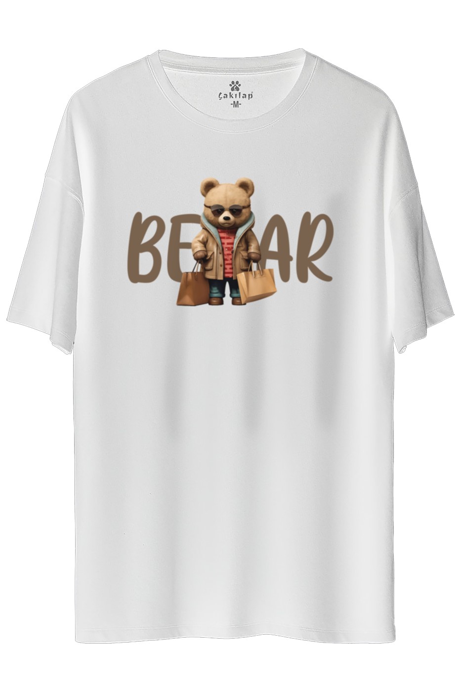 Ayıcık Baskılı Oversize Tişört