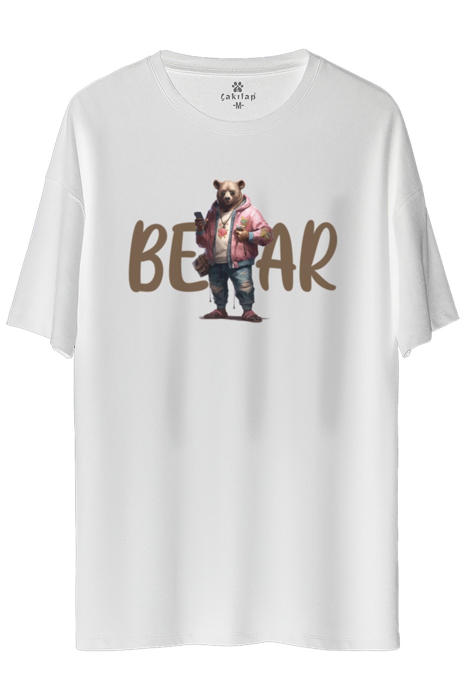 Ayıcık Baskılı Oversize Tişört