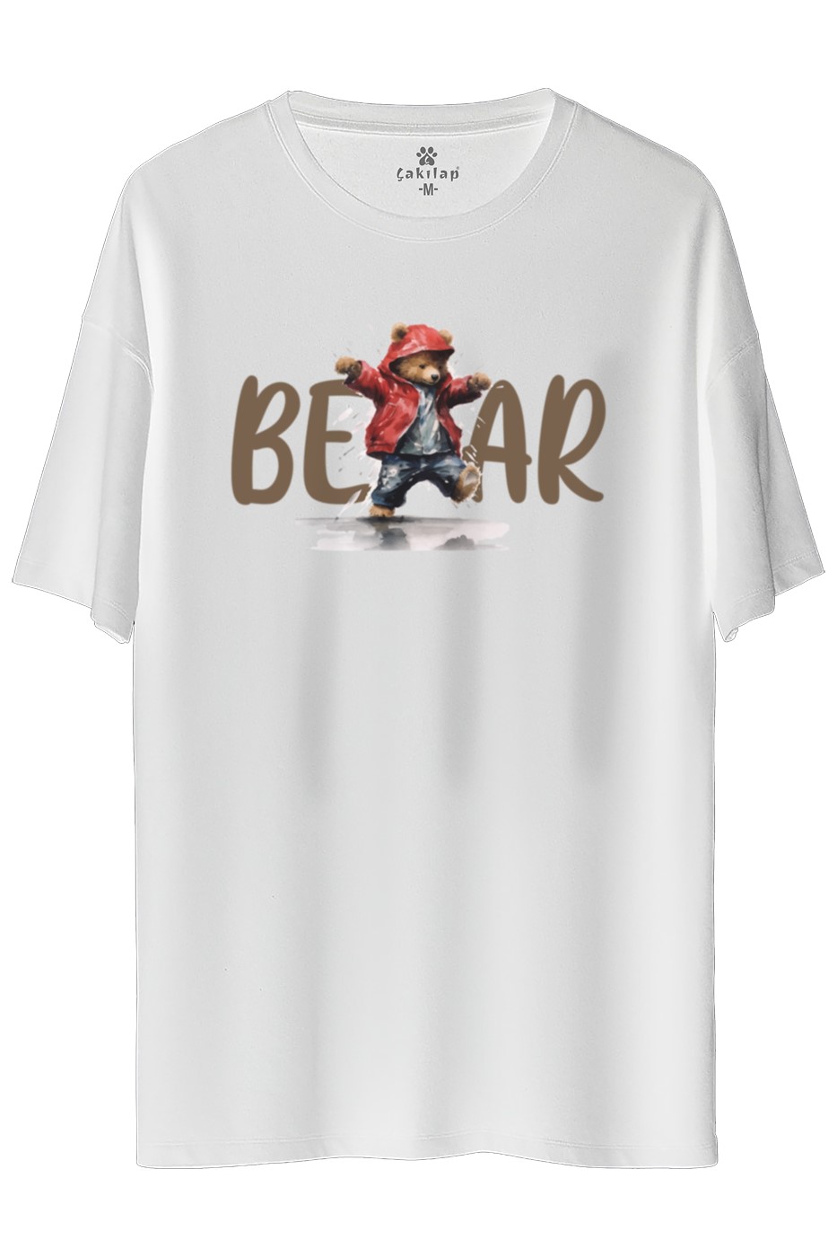 Ayıcık Baskılı Oversize Tişört